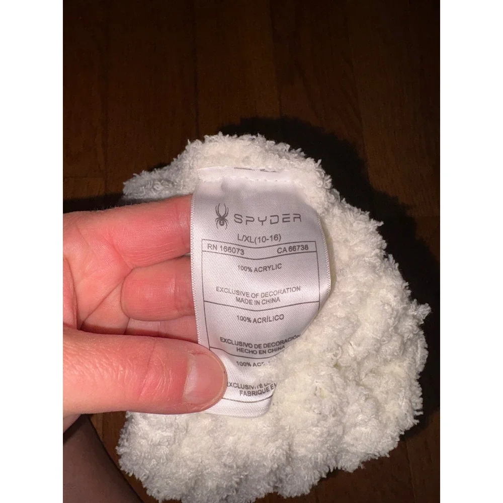 New‎ Spyder Kids Off White Fuzzy Popcorn Knit Cuffed Beanie Hat L/XL 10-16  NWT